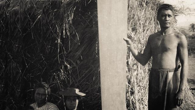 Hawaiian surfer, around 1890.