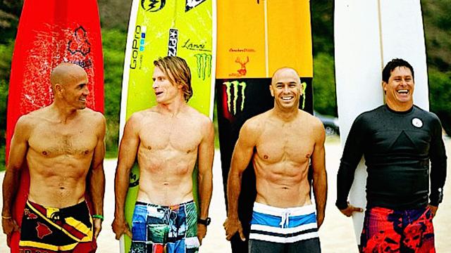 (L to R) Kelly Slater, Mark Healey, Shane Dorian, Dave Wassel, 2012