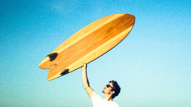 Boardmaker James Otter and his fish, 2014. Photo: Mat Arney
