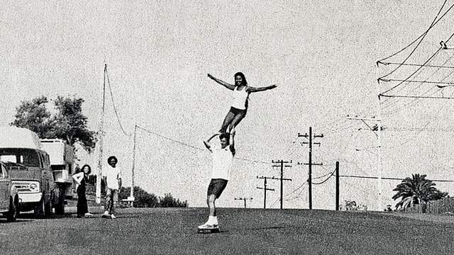 Steve and Barrie Boehne, Tandem Skateboarding, 1974