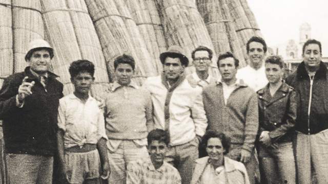Huanchaco fisherman and their caballitos, 1956