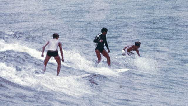Madeirite-riding surfers, Rio, 1959