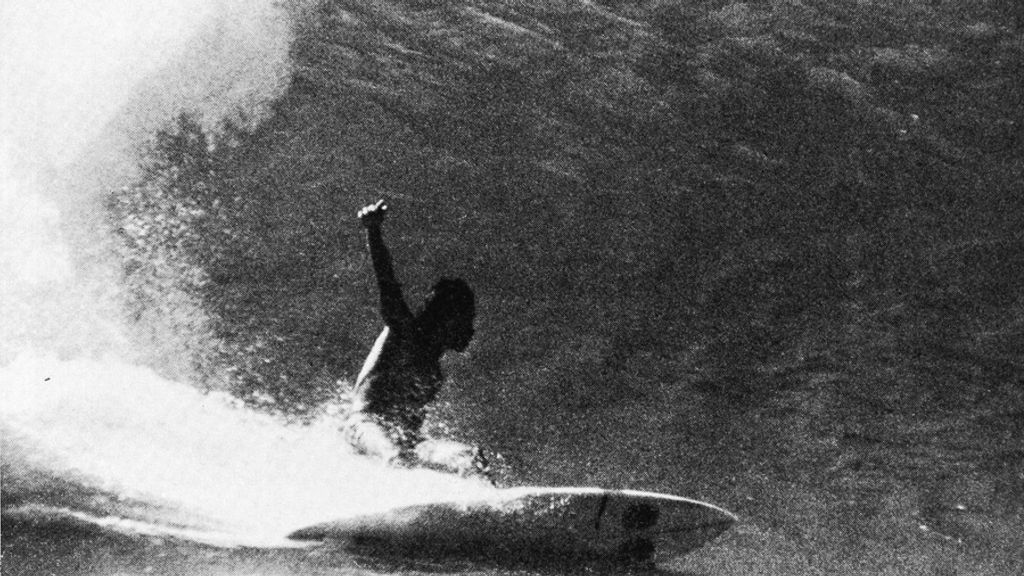 Michael Ho does a bottom turn at Rocky Point in 1978. 