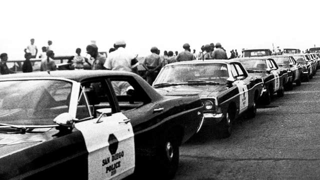 Busted beach party, Windansea, late 1960s