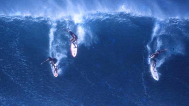 (L to R) James Jones, Randy Rarick, Rory Russell, Waimea, early 1980s. Photo: Gordinho