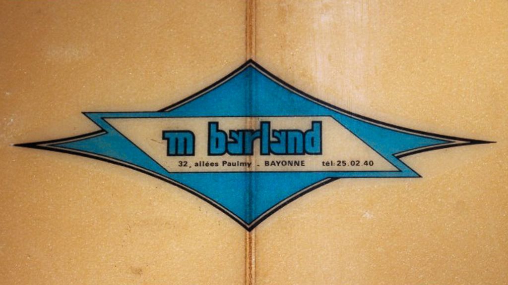 Michel Barland surfboard label from 1970