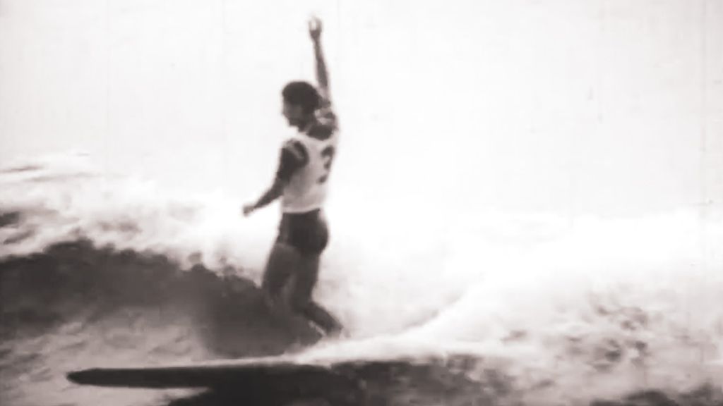 French Joel de Rosnay at the 1964 World Surfing Championships at Manly Beach, Sydney, Australia