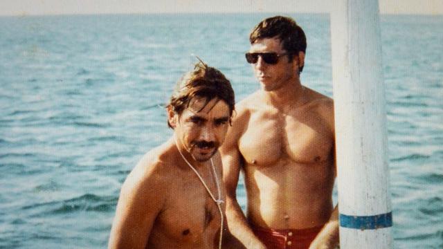 Mike Boyum (right) and Lopez, boating to G-land