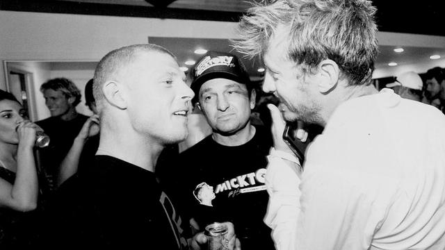 (L to R) Mick Fanning, Tim Baker, Chas Smith, 2009. Photo: Jeff Flindt