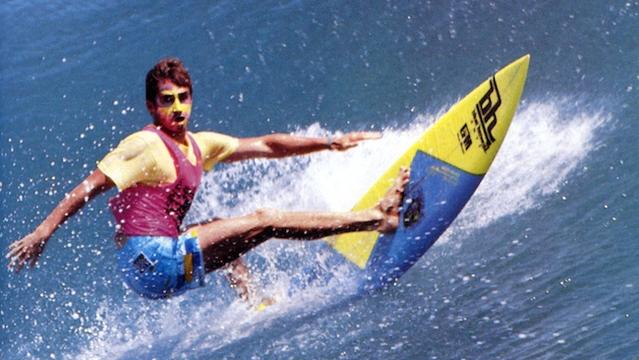 Surfer wearing Zinka, North Shore, 1986. Photo: Don King