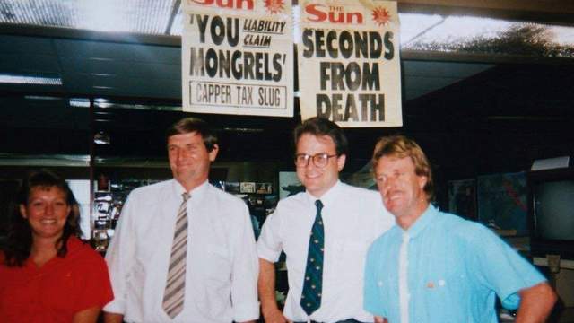 Graham Cassidy in the Sydney Sun newsroom, 1980s