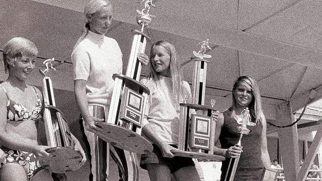 Nancy Emerson, far right, 1969 United States Surfing Championships
