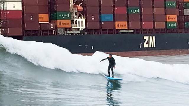 Ben Gray, tanker surfing in South Carolina, 2021