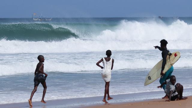 Empty beachbreak lineup in Ghana