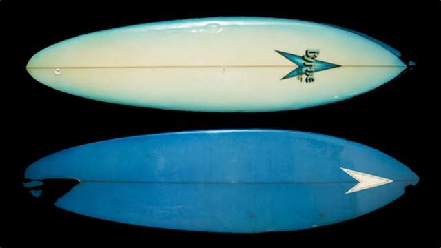 Surfboard shaped by Phil Byrne, around 1979