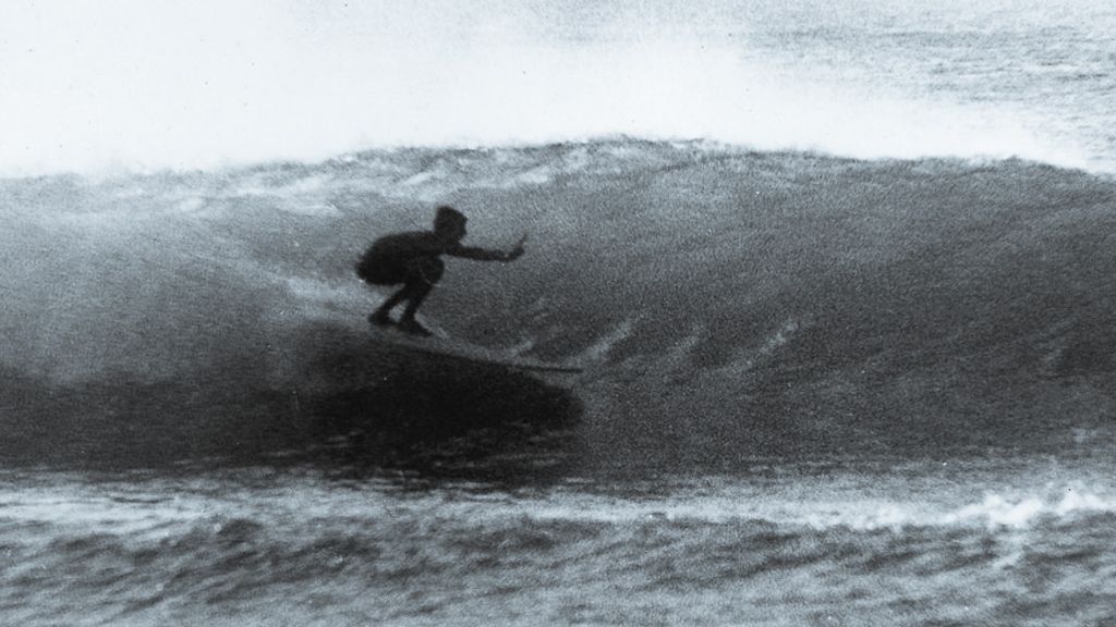 French surfer Arnaud de Rosnay at La Barre, Biarritz, France, in 1963