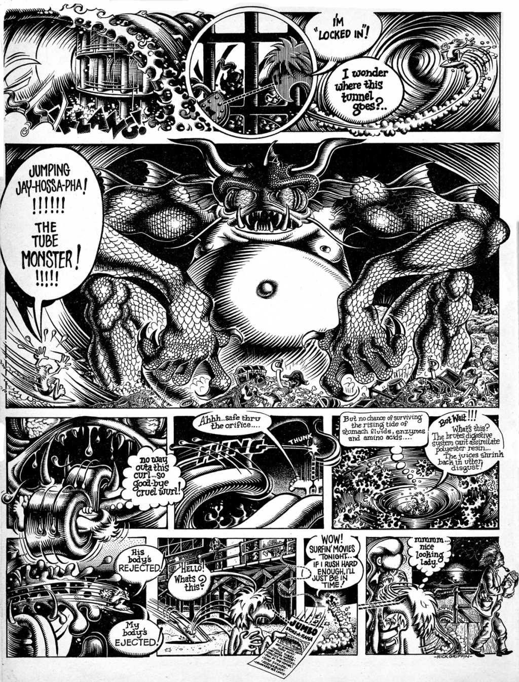 Tales From Tube by surf artist Rick Griffin in a 1972 issue of SURFER Magazine.