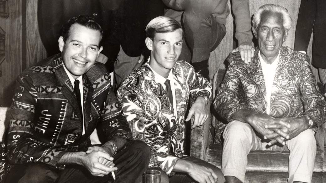 Kimo McVay (left) with Jock Sutherland and Duke Kahanamoku 