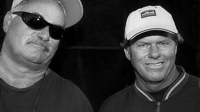 Mike Moir (left) with Sean Collins of Surfline