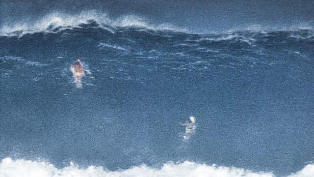 Closeout set at Waimea Bay, 1974. Photo: Jeff Divine
