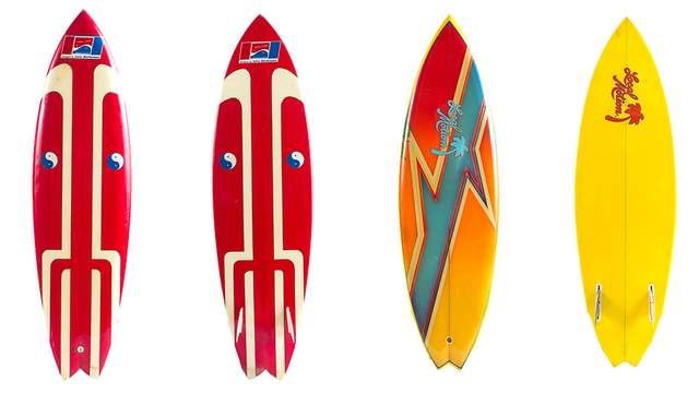 Twin-fin surfboards, around 1980