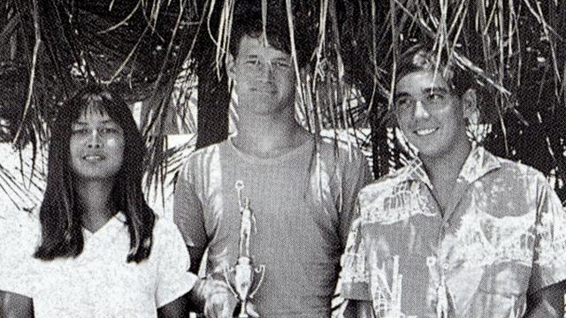 (L to R) Rell Sunn, Randy Rarick, Gerry Lopez, 1966 Queens Surf winners, Waikiki