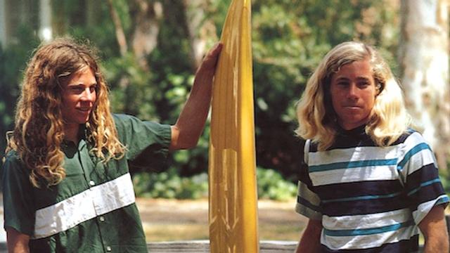 Duncan (left) and Malcolm Campbell, 1973, with Bing Bonzer. Photo: Drew Kampion