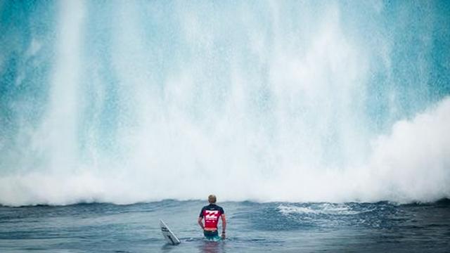 Surfer caught in the impact zone