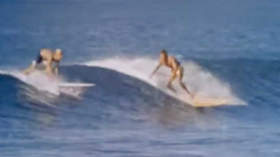 mike hynson and miki dora surfing in hawaii