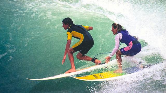 Rochelle (right) and friend, Kirra, 1998. Photo: Pete Freidan