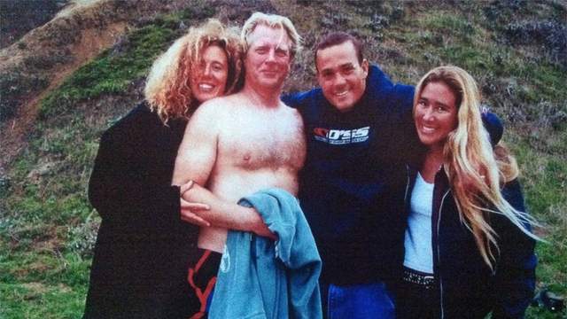Jay Moriarity, second from right, with mentor Frosty Hesson