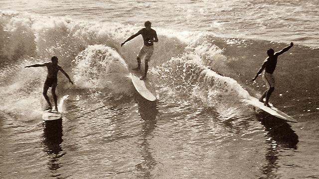 Dick Metz, far left, Huntington Pier, 1958