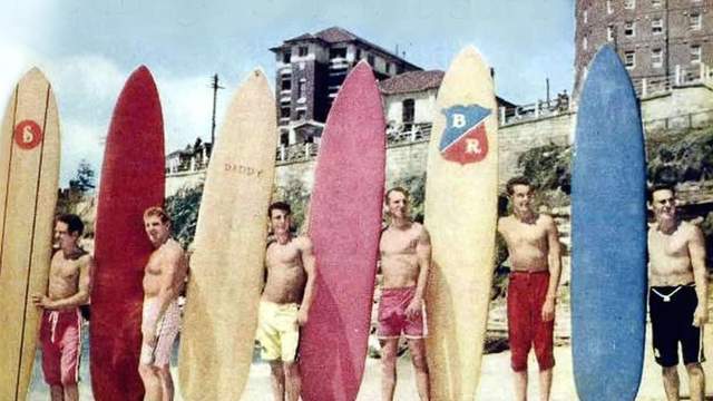 Bluey Mayes, second from left, Bondi, late '50s