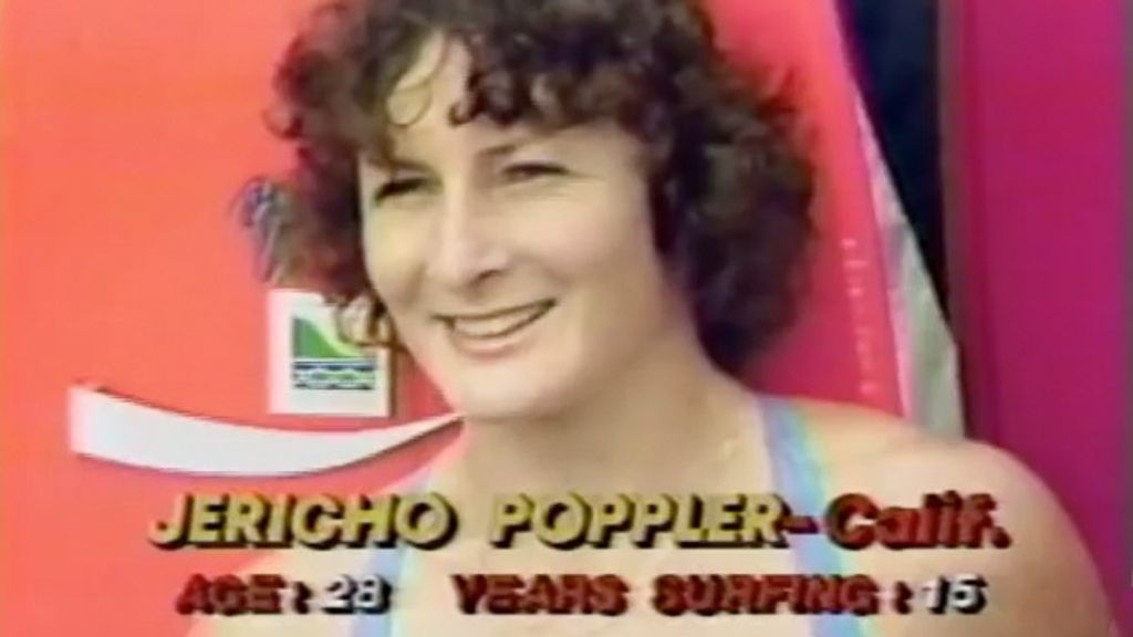 Jericho Poppler on network TV during his 1979 win the Offshore Masters surfing contest