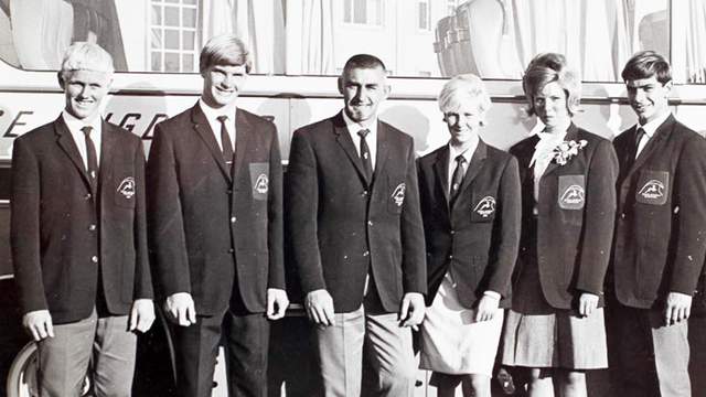 John Whitmore (center) and 1966 South African Springbok World Titles team