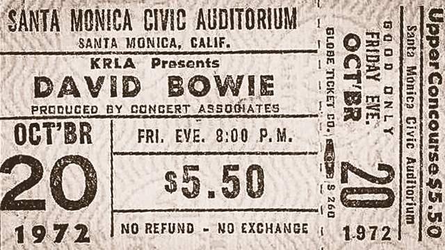 David Bowie concert ticket, 1972