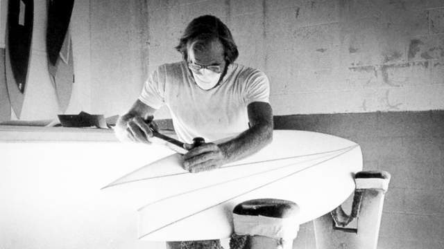 Mike Eaton shaping a swallowtail, around 1975