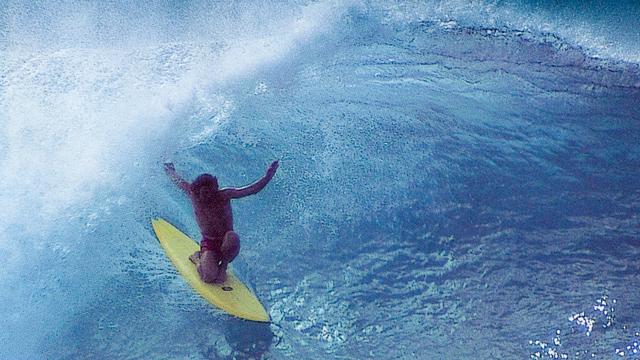 Owl Chapman and the "hood ornament pose," 1972, Pipeline