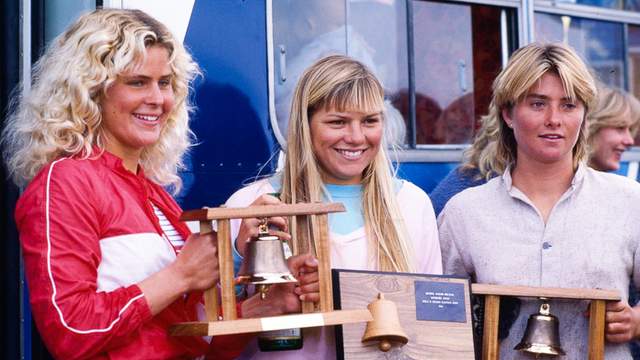 1984 Bells winners (L to R): Kim Mearig, Liz Benavidez, Jodie Cooper. Photo: Rennie Ellis