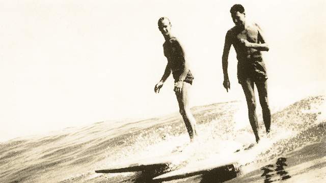 Pete Peterson, left, on a Pacific Home Systems board. Photo: Doc Ball