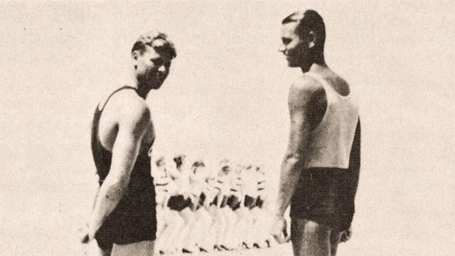 Sam Reid (left) and Buster Crabbe, Santa Monica