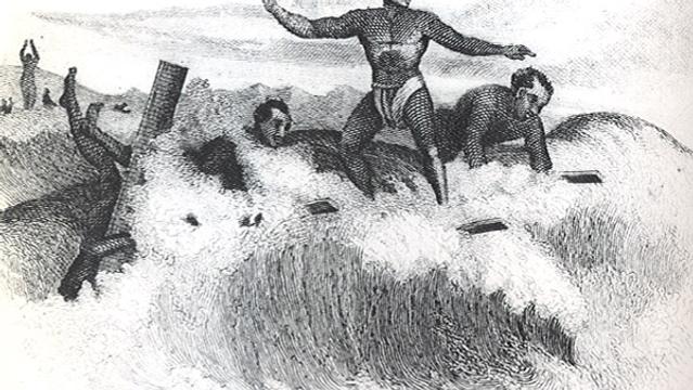 Surfing in Hawaii during the missionary era, 1831