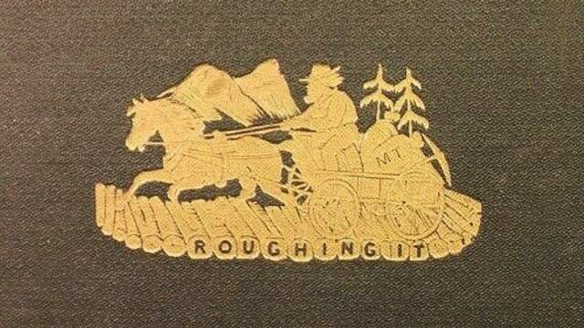 Detail from cover of Roughing It, first edition 