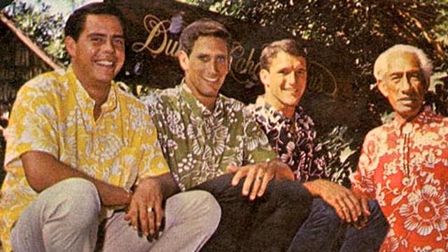 Duke Kahanamoku Surf Team wearing aloha shirts in 1966.