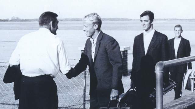 (L to R) John Whitmore, Bruce Brown, Robert August, Mike Hynson; Cape Town, 1963