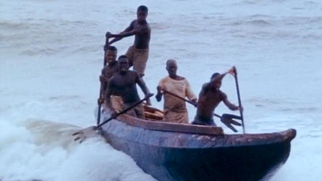 Wave-riding fishermen at Labadi Beach, Ghana, as seen in Endless Summer