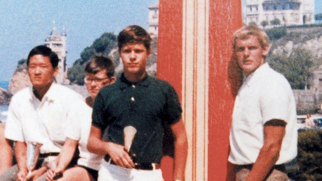 Peter Troy, right, and Arnaud de Rosnay, center, Biarittz, around 1966