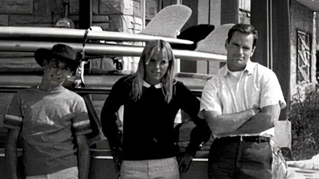 Charlie Keller, farthest right at his surf shop in New Jersey. Photo: Bill Yerkes
