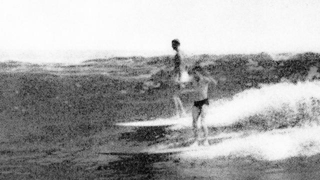Joe Quigg (left) and Bob Simmons, Malibu, 1950