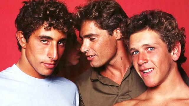 Early Gotcha ad with Michael Tomson (center), Marc Price (left) and Martin Potter (right)